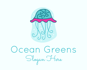 Underwater Ocean Jellyfish logo design