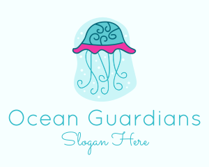 Underwater Ocean Jellyfish logo design