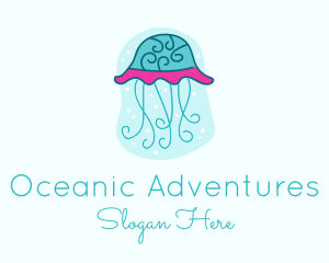 Underwater Ocean Jellyfish logo design