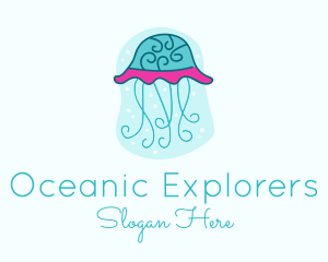 Marine Biology - Underwater Ocean Jellyfish logo design