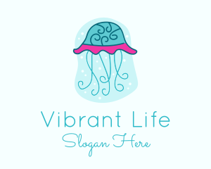 Underwater Ocean Jellyfish logo design