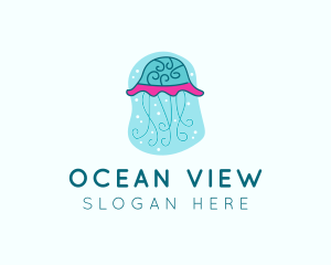 Underwater Ocean Jellyfish logo design