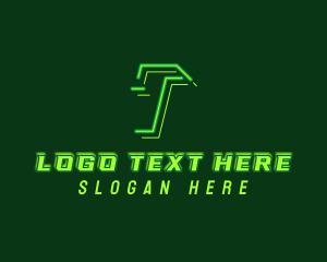 Clan - Neon Retro Gaming Letter T logo design