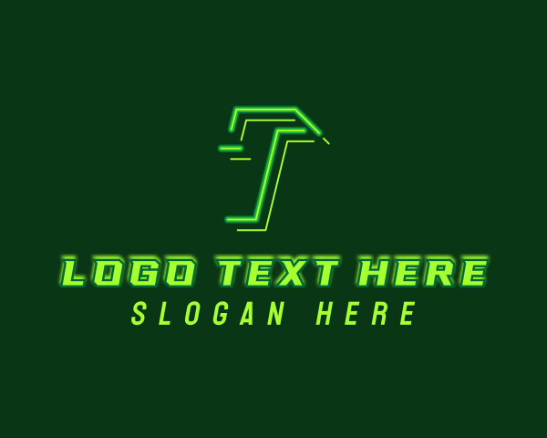 Youtube Vlogger - Neon Retro Gaming Letter T logo design