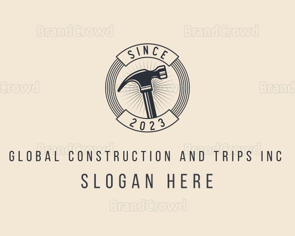 Construction Hammer Badge Logo