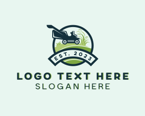 Lawn Mower Grass Cutting Logo