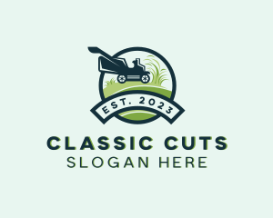 Lawn Mower Grass Cutting logo design