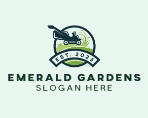 Lawn Mower Grass Cutting logo design