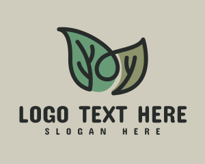 Organic - Monoline Herbal Leaf logo design