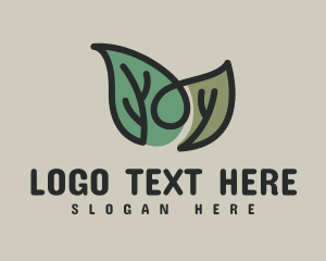 Lawn Care - Monoline Herbal Leaf logo design