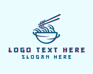 Noodle - Glitch Noodle Restaurant logo design