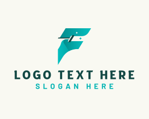 Squeegee - Fast Cleaning Letter F logo design