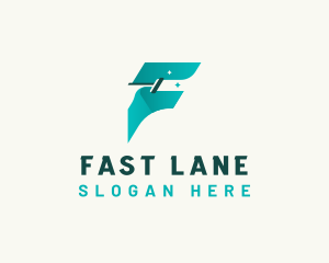 Fast Cleaning Letter F logo design