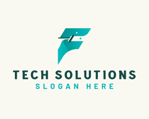 Fast Cleaning Letter F logo design