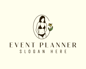 Swimsuit - Woman Bikini Floral logo design