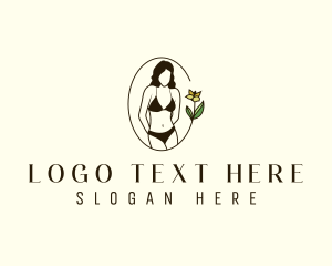 Swimsuit - Woman Bikini Floral logo design