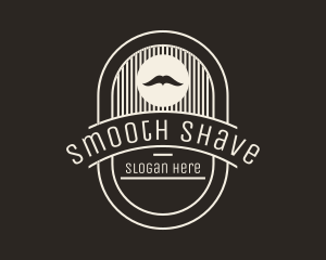 Shaving - Moustache Men Grooming Badge logo design