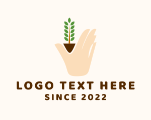 Plantation - Natural Plant Hand logo design