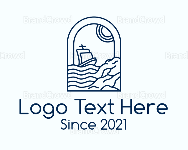 Rocky Sea Sailing Boat Logo