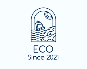 Ocean - Rocky Sea Sailing Boat logo design