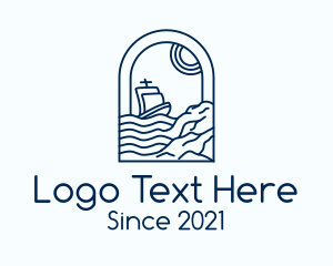 Badge - Rocky Sea Sailing Boat logo design