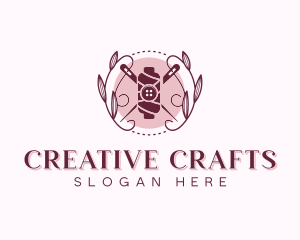 Crafts - Seamstress Fashion Tailoring Wreath logo design