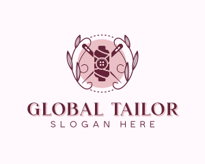 Seamstress Fashion Tailoring Wreath logo design