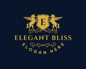Pegasus Wings Decorative Crest logo design