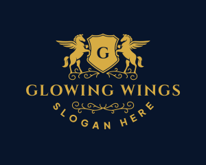 Pegasus Wings Decorative Crest logo design