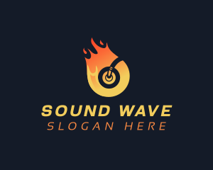 Headphone - Flame DJ Headphone logo design