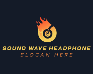 Headphone - Flame DJ Headphone logo design