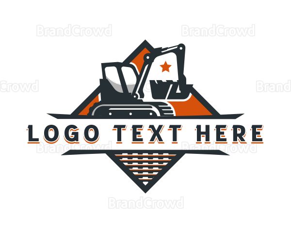 Excavator Demolition Construction Logo