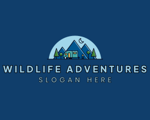 Campervan Mountain Camping logo design