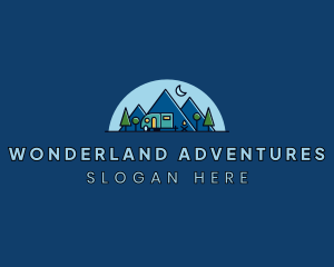 Campervan Mountain Camping logo design