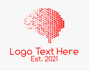 App - Red Digital Brain logo design