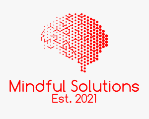 Mindset - Red Digital Brain logo design