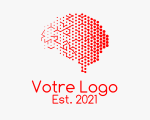 Psychology - Red Digital Brain logo design