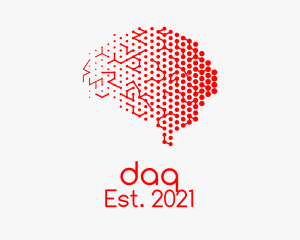 Research - Red Digital Brain logo design