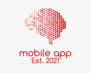 App - Red Digital Brain logo design