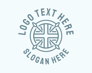 Religion - Cross Spear Emblem logo design