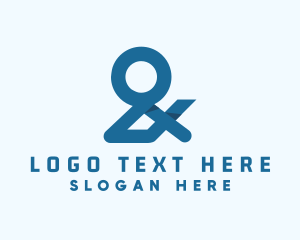 Modern - Blue Ampersand Lettering logo design