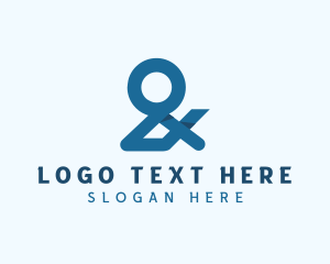 Business - Blue Ampersand Lettering logo design