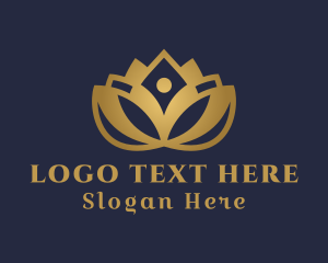 Gold - Floral Yoga Lotus logo design