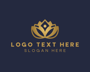 Golden - Floral Yoga Lotus logo design