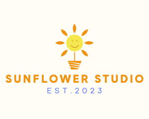 Sunflower - Happy Sunflower Plant logo design