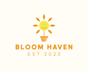 Happy Sunflower Plant logo design