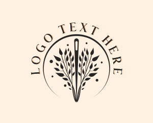 Quilting - Wreath Sewing Needle logo design