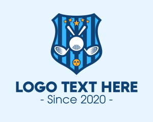 Golfer - Blue Golf Tournament Shield logo design