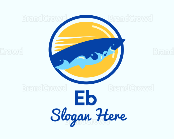 Surfing Waves Badge Logo