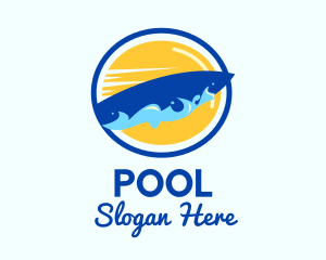 Surfing Waves Badge Logo